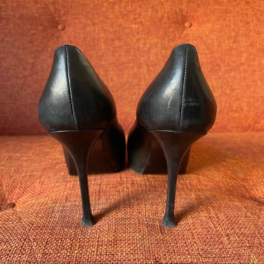 Yves Saint Laurent Tribtoo Black Leather Platform Heels - Picture 4 of 14